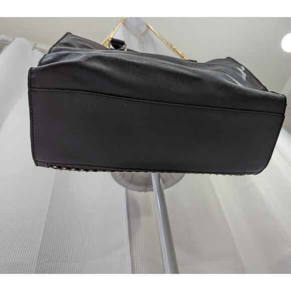 MARC NEW YORK! BLACK BRUSHED FINISH FAUX LEATHER, GOLD JEWEL STUDDED  HAND BAG! - Picture 6 of 11